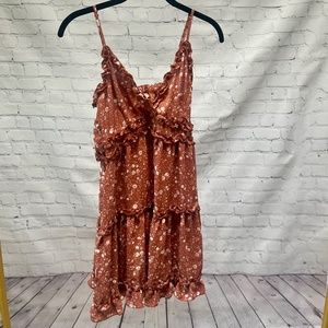 Ruffled spaghetti strap floral mini dress